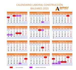 Calendario laboral de la construccion en Baleares